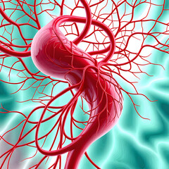 A vibrant image of healthy arteries surrounded by flowing energy, representing heart health and cholesterol balance.