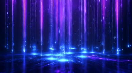 Abstract digital background with vibrant purple and blue vertical lines creating a surreal atmosphere.