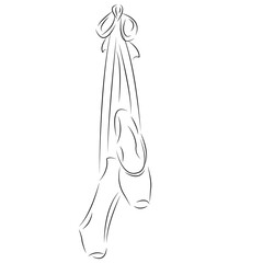 One continuous single drawing line art flat doodle ballet, shoe, isolated, female, girll. Isolated image hand draw contour on a white background
