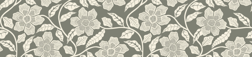 Abstract floral seamless pattern with batik style.