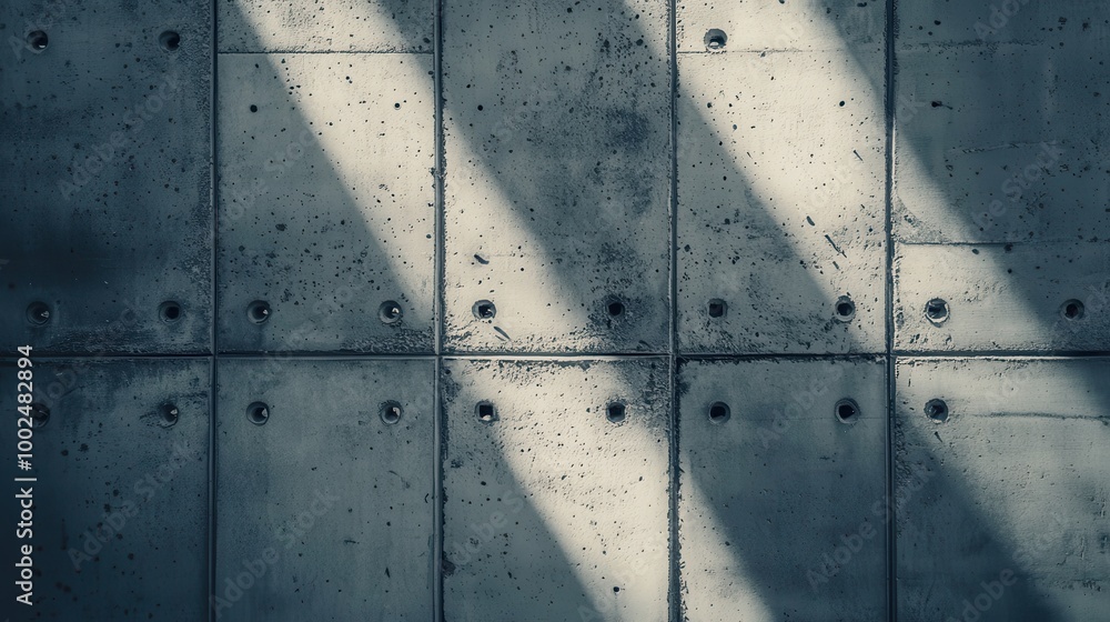 Poster textured concrete wall with shadows creating a dramatic visual effect.