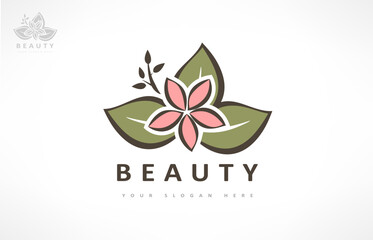 Spa salon logo vector. Flower and leaves design