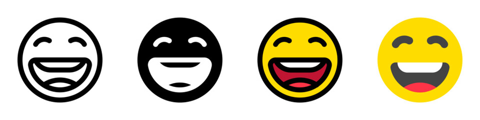 Fototapeta premium Editable happy smile expression emoticon vector icon. Part of a big icon set family. Part of a big icon set family. Perfect for web and app interfaces, presentations, infographics, etc