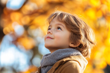 Fototapeta premium Amazing wonderful autumn season, people admiring golden fall colors outdoors, Generative AI
