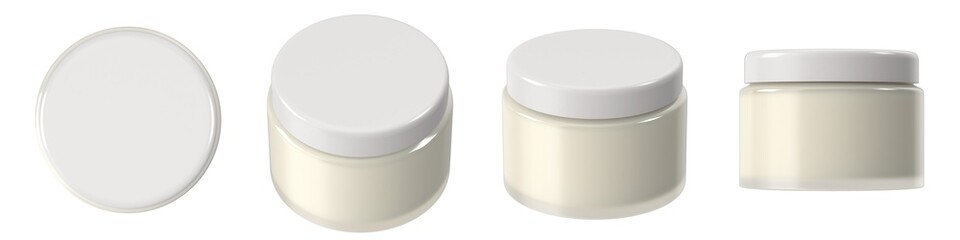 Glass Cosmetic Cream Jar with white cap mockup isolated