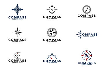 Set of Compass logo vector, Compass logo design template collections