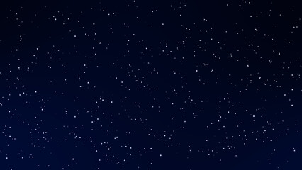 Abstract dark sky night background with white glowing stars lighting dots pattern navy blue background