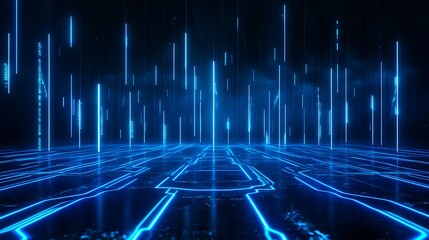 Futuristic blue digital background with glowing lines and patterns, ideal for sci-fi and tech themes.