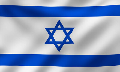 Waving National Flag of Israel, Vector Illustration