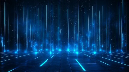 Futuristic blue light beams creating a stunning digital landscape.