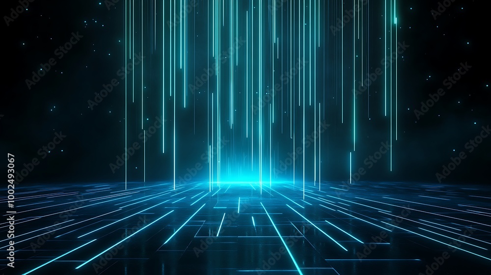 Poster futuristic digital backdrop with glowing lines and vibrant blue colors creating a tech-inspired atmo