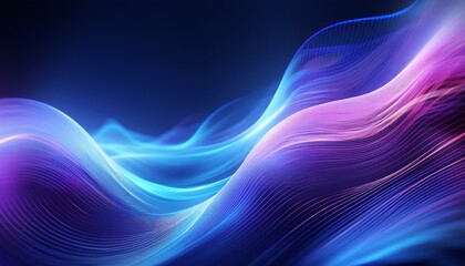 Abstract background of modern tech gradient waves in blue and pink hues, technology, modern, abstract, background, waves. Dynamic abstract light trails in neon pink and blue hues.
