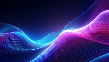 Abstract background of modern tech gradient waves in blue and pink hues, technology, modern, abstract, background, waves. Dynamic abstract light trails in neon pink and blue hues.