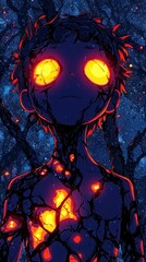 Fototapeta premium Glowing Figure in a Starry Night