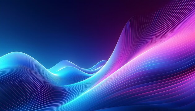 Abstract background of modern tech gradient waves in blue and pink hues, technology, modern, abstract, background, waves. Dynamic abstract light trails in neon pink and blue hues.