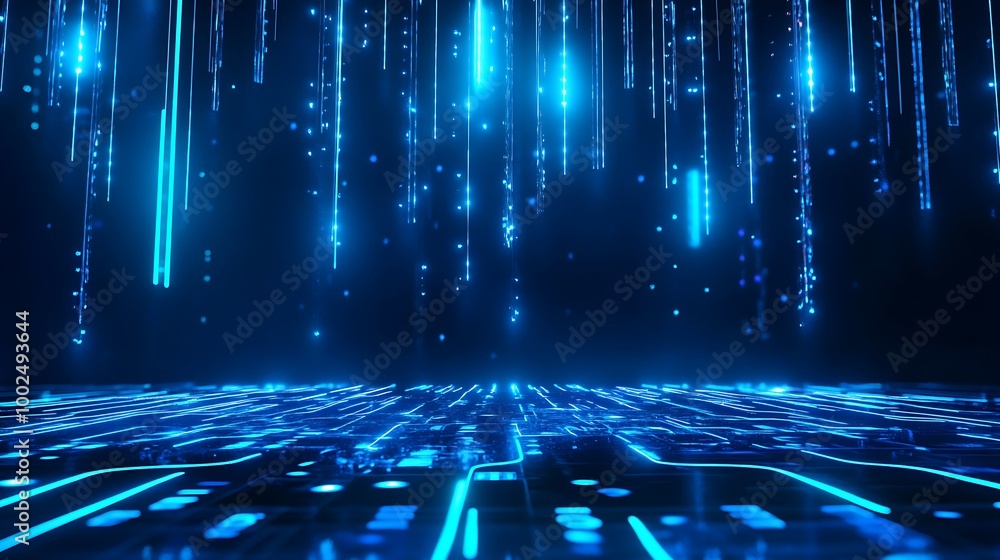 Aufkleber futuristic digital background with blue glowing lines and data streams, evoking a sense of advanced 