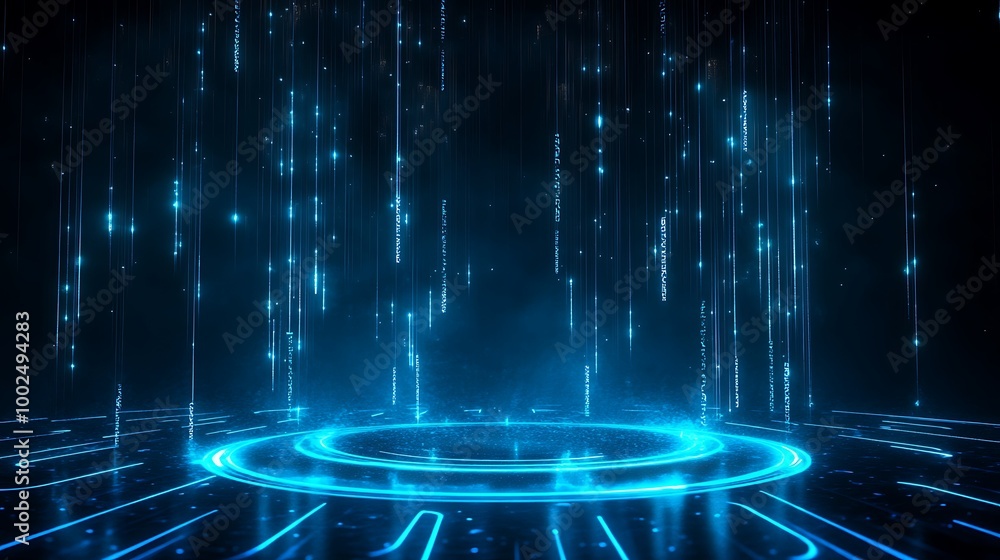 Poster futuristic digital background with glowing blue lines and particles. ideal for showcasing innovation