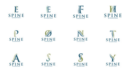 Set of Initial Letter with spine logo icon vector isolated design
