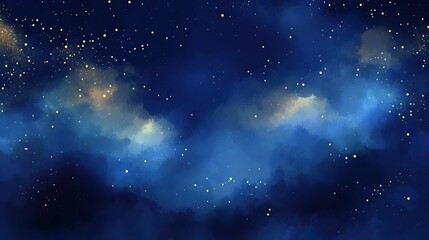 Obraz premium A stunning depiction of a starry night sky with deep blue hues and scattered stars creating a serene atmosphere.