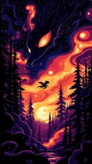 Fototapeta premium Dragon in the Night Sky
