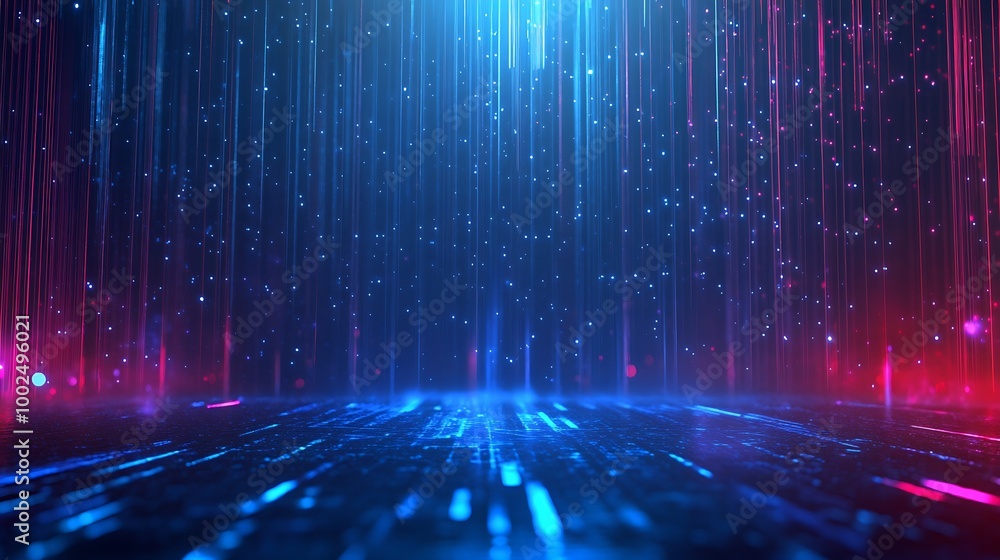 Poster futuristic digital background with vibrant lights and flowing patterns, perfect for tech and innovat