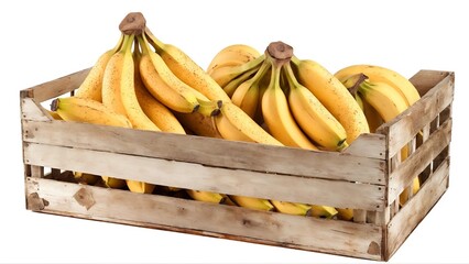 bananas in basket isolated on white background