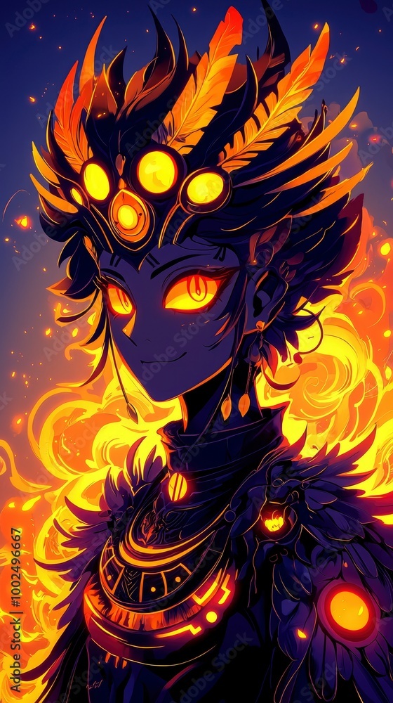 Poster Fiery Phoenix Goddess