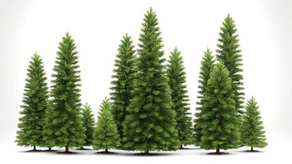 Obraz premium christmas tree isolated on white pine tree