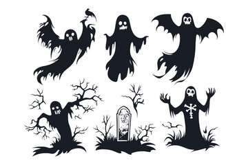 Spooky Ghost Silhouettes in the Night