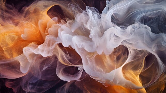 Abstract ink shapes suspended in water, with fluid, flowing forms that intertwine and expand, producing organic, artistic visuals that convey a sense of fluidity and motion 