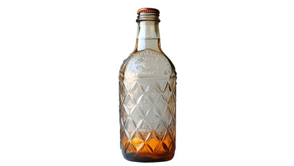 a glass bottle with a brown liquid inside


