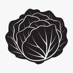 Cabbage Silhouette Vector Simple Leafy Vegetable Outline Illustration  Printable Design