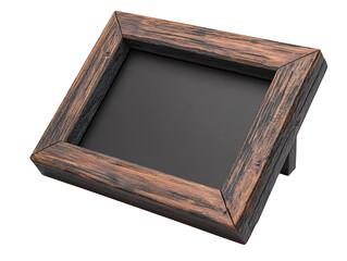 a wooden frame with a black board