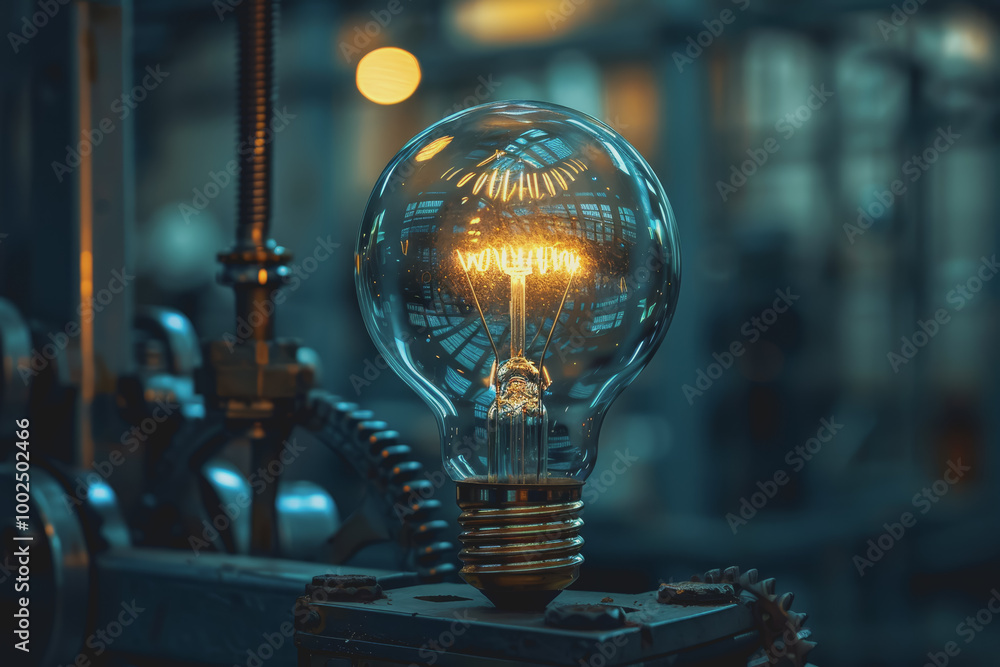 Poster background with light bulb and gear symbolizing innovation. creativity and problem solving.