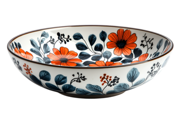 a bowl with flowers painted on it

