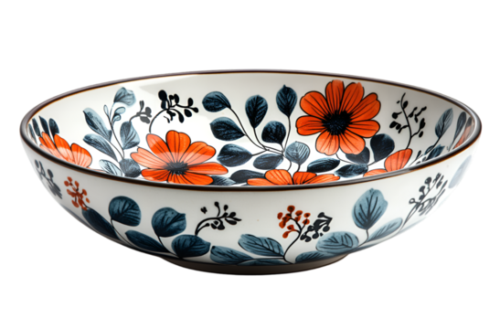 a bowl with flowers painted on it

