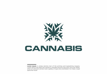 Abstract linear gradient logo icon leaf plant cannabis pattern for your company