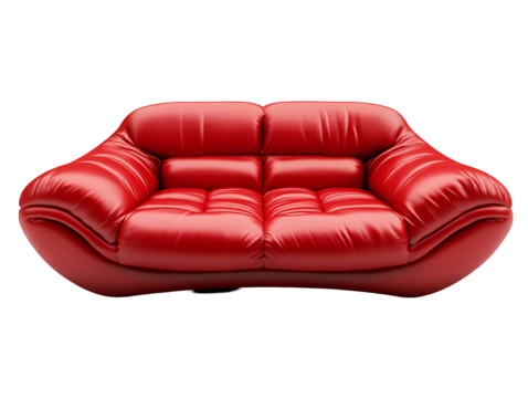 a red couch with a white background