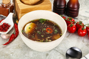 Japanese Miso soup with chicken