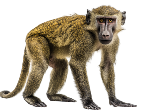 a monkey standing on a white background