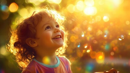 Joyful Child in Sunlight Capturing the Magic of Childhood Moments