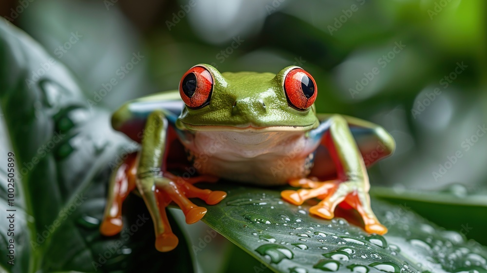 Poster Red-Eyed Tree Frog on a Leaf