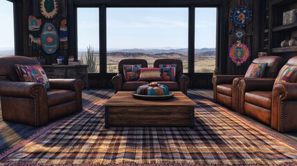 Fototapeta premium A sophisticated lounge area in southwestern style