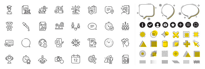 Set of Report statistics, Survey and Winner ribbon line icons for web app. Design elements, Social media icons. Internet, Documentation, Recovery photo icons. Vector