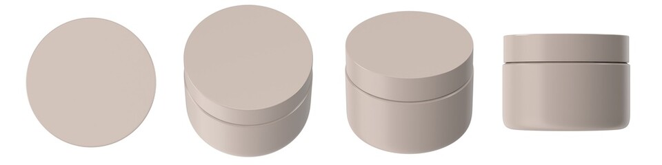 beige cosmetic Cream Jar product mockup isolated