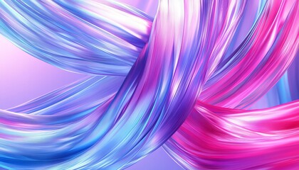 Abstract, Wavy, Flowing Shapes in Vibrant Blue and Pink Hues, 3D Rendered Illustration