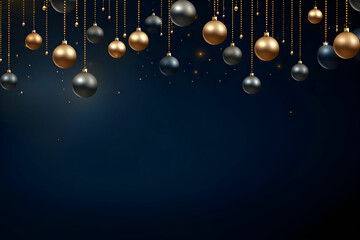 Fototapeta premium banner of happy new year with balls decorative