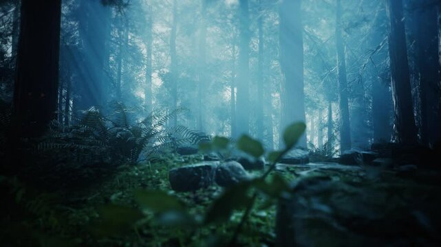 A chilling encounter with a vampire lurking in a dark forest at night