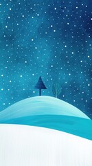 Naklejka premium A quiet winter landscape with falling snow, a simple horizon line, and empty space in the sky for text