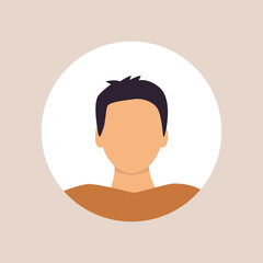 Flat illustration. Stylish profile of a man. Avatar, user profile, person icon, silhouette, profile picture. Suitable for social media profiles, icons, screensavers and as a template..
